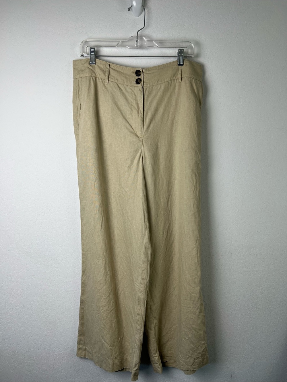 Boden Wide Leg High Rise Tan Linen Trousers